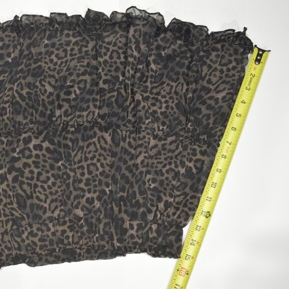 Gab & Kate Leopard Print Ruffle Mini Skirt L High Waist Flowy Boho Trendy - Picture 7 of 11